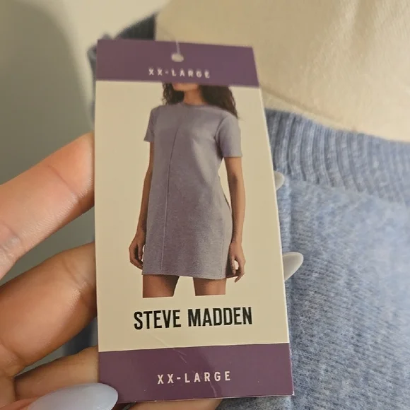 Steve Madden Baby Blue Short Sleeve Dress NWT Icy Blue XXL With Pockets Classic - Picture 4 of 7
